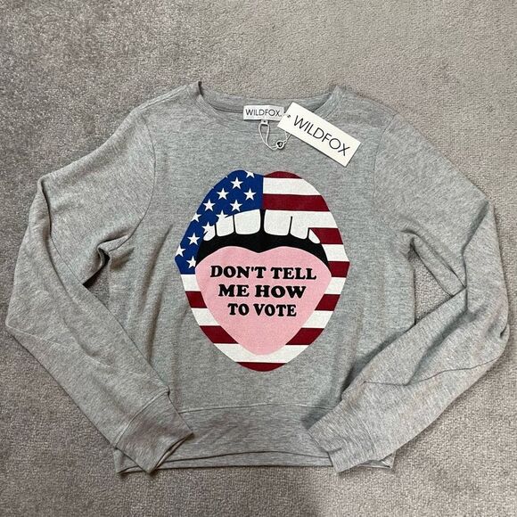 Brand New Wildfox Don’t Tell Me How To Vote American Lips Sweater Women’s S - Picture 1 of 4